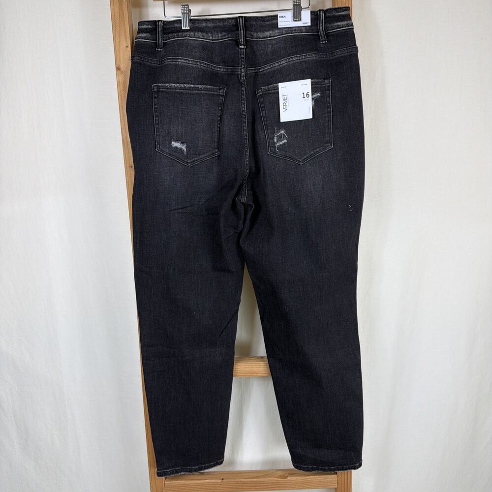 NWT Vervet Flying Monkey Black Distressed Mom Jeans #1395 Size 16 - Picture 3 of 4